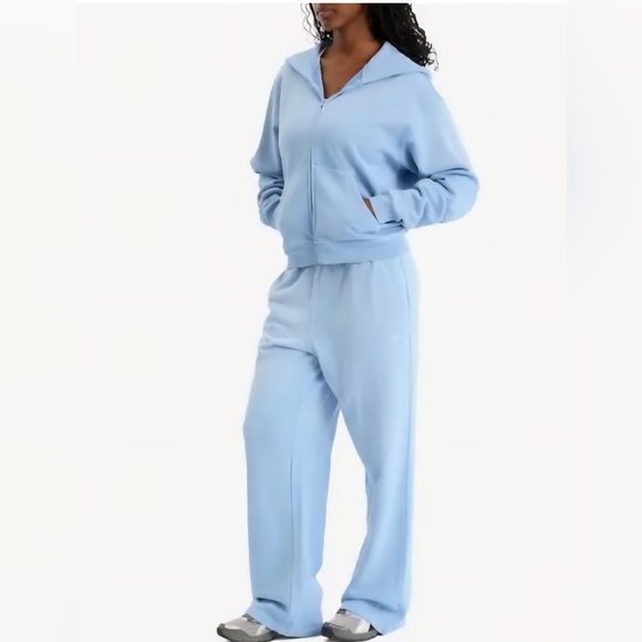 SKIMS French Terry Jogger Pant Cotton Pockets Drawstring Loose Fit Blue Sz XXS - Picture 2 of 14